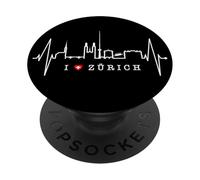 Zurigo Skyline Battito del Cuore La Svizzera Amo Zürich PopSockets PopGrip Adesivo