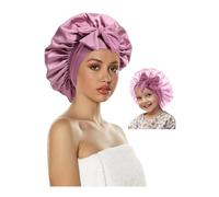 ZURLEFY Cuffia in seta rosa polverosa per donne che dormono, alla moda, in raso, con cravatta, per donna con capelli ricci (68-11 L)