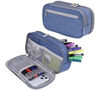 ZUROJ Borsa portapenne Astuccio for matite quadrato a tre strati portatile di grande capacità di grande capacità con custodia for matite in tela multi-tasche for studenti Astuccio per matite(Blue)