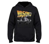 Zurück in die Zukunft Mebafudsw035 Felpa con Cappuccio, Nero, M Uomo