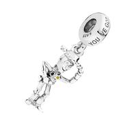 ZURWTCH Pixar Toy Story Woody Dangle Charm Fit Women Bracelet Necklaces Fashion Gifts 925 Sterling Silver DIY Jewelry, Argento, Nessuna pietra preziosa