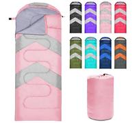 Zusentee Sacco a Pelo Estivo Invernale per Adulti e Bambini, Sacci a Pelo 4 Stagioni in Resistenti Impermeabile Ultraleggero e Compatto, Portatile Busta Rettangolare per Campeggio,Rosa