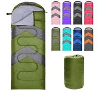 Zusentee Sacco a Pelo Estivo Invernale per Adulti e Bambini, Sacci a Pelo 4 Stagioni in Resistenti Impermeabile Ultraleggero e Compatto, Portatile Busta Rettangolare per Campeggio,Verde Militare