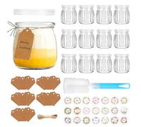 ZUSUZU 200ml Vasetti per Yogurt con Coperchio,Confezione da 12 Bicchieri da Dessert Trasparenti In Vetro,Riutilizzabili Vasetti Vetro Piccoli,Portatile Vasetti per Yogurt,Marmellata,Miele,Dessert