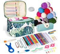 ZUSUZU Uncinetto Set,Kit Uncinetto Principianti,set di uncinetti con 12 lana,Kit Principianti,accessori all'uncinetto,uncinetti ergonomici con manico morbido e ago in metallo, 2,0 - 10 mm