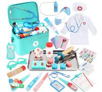 ZUSUZU Valigetta Dottore Bambini,Kit Dottoressa Bambina,con Vero Stetoscopio, Termometro, Camice da Medico e Borsa da Medico Portatile,Giochi di Ruolo per Ragazze e Ragazzi di 3+ Anni