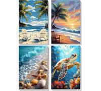 ZUUMGAR Dipingere con i Numeri Adulti,4Pcs Dipingere con i Numeri per Bambini, Kit Lavoretti Creativi per Bambini, Pittura Acrilica Numerata Per Decorazione Della Casa,20 * 30cm Senza Cornice