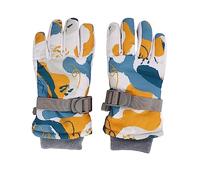 ZUUOZBYY 1 paio di guanti caldi per bambini, antivento, impermeabili, spessi, per l'inverno, per lo sci e la neve, a dita intere, bianchi, gialli, blu (L)