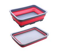 Zuvo Bacinella pieghevole - 10 litri - Cesto portabiancheria versatile per lavello - Design resistente e salvaspazio - ideale per campeggio, viaggi, casa e uso all'aperto, colore rosso e grigio