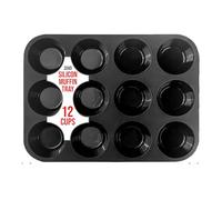 Zuvo Teglia per muffin in silicone, 12 tazze, antiaderente, per cupcake e brownies (23 x 31 cm), perfetta teglia da forno