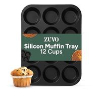 Zuvo Teglia per muffin in silicone, 12 tazze, antiaderente, per cupcake e brownies (23 x 31 cm), perfetta teglia da forno