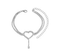 ZUWIJEQ 1 pcs Cavigliera cuore da donna - Braccialetti Cavigliera in Argento per Donna, Argento Ciondolo a Cuore Cavigliere Delicate per Donna Cavigliera a Catena Semplice, Cavigliera a più file