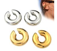 ZUWIJEQ 2 Coppie Orecchini a Clip in Oro per Polsini, Non Penetranti, Ipoallergenici, Grossi per Donna