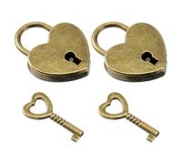 ZUWIJEQ 2 Pezzi Lucchetto a Cuore con Chiave, Mini Lucchetto Vintage Decorativo in Metallo per Diario Segreto, Scatole Portagioie e Confezioni Regalo, Stile Retrò Bronzo Antico, 25 x 32 mm