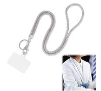 ZUWIJEQ Cordino Per Cellulare, Catena Per Cellulare Universale a Tracolla, Cordoncino Con Strass Da Donna, Porta Cellulare Da Collo Portachiavi Con Glitter Lungo Argento, Laccio Per Cellulare