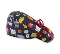 ZUWIJEQ Cuffia Chirurgica Donna, Cuffietta Chirurgica,Cappello da Cuoco, cuffia sala operatoria, Cuffia Infermiera,Cappelli da Lavoro con Bottoni Nastri Lacci per Donne Capelli Lunghi (Piccolo mostro)