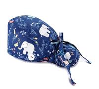 ZUWIJEQ Cuffia Chirurgica Donna,Cuffietta Chirurgica,Cappello da Cuoco,cuffia sala operatoria,Cuffia Infermiera,Cappelli da Lavoro con Bottoni Nastri Lacci per Donne Capelli Lunghi,Elefante(blu scuro)