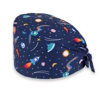 ZUWIJEQ Cuffietta Chirurgica Regolabile, Cuffia Chirurgica Donna, Berretto Da Lavoro, Berretto Da Infermiera, Cuffiette Chirurgiche, Stampa Cotone Berretto Con Cappuccio Antipolvere (Astronave)