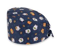 ZUWIJEQ Cuffietta Chirurgica Regolabile, Cuffia Chirurgica Donna, Berretto Da Lavoro, Berretto Da Infermiera, Cuffiette Chirurgiche, Stampa Cotone Berretto Con Cappuccio Antipolvere (Gatto)