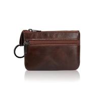ZUWIJEQ Echt Leder Auto-Schlüssel Herren Schlüsseletui, Damen Keyring Kartenfach Geldfach,Hochwertig Design Schlüsselanhänger Mäppchen(Braun)