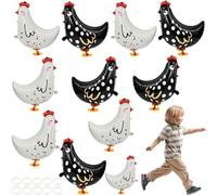 Zuxbolf 10 Pz Palloncini in Foil Gallina,Palloncino ad Elio Gallina,Palloncini in Foil a Forma di Pollo,Palloncino in Lamina di Pollo per Bambini Compleanno Baby Shower Festa Tema Fattoria