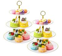 Zuxbolf 2 Pz Alzata per Cupcake a 3 Ripiani,Supporti per Torte a 3 Livelli in Plastica,Portata per Torte a 3 Piani,Alzatine per Dolci per Servire Cupcake, Frutta, Cioccolatini