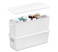 Zuxbolf 2 Pz Cestini Portaoggetti Plastica con Coperchio,Scatole Plastica Organizer,Scatole Immagazzinaggio Rettangolari per Cucina, Armadio, Ufficio, Bagno, Casa (28×10×10cm,Bianco)