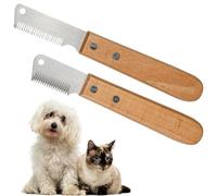 Zuxbolf 2 Pz Coltello per la Rifinitura del Cane,Pettine per Cani con Manico in Legno,Pettine da Barba in Acciaio Inossidabile per Animali da Compagnia Adatto per Cani Gatti