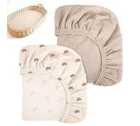 Zuxbolf 2 Pz Lenzuola in Cotone con Angoli per Passeggino,Lenzuola Navicella Universale da 80x40cm,Lenzuolo Culla Neonato per Passeggino e Lettino per Bimbo e Bimba