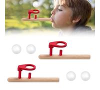 Zuxbolf 2 Pz Palline Che Soffia Giocattoli in Legno con Palla di Spugna,Galleggiante Tubo da Soffio,Giocattolo Tubo da Soffio per Bambini Rifornimenti per Feste