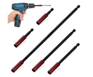 Zuxbolf 5 Pz Portainserti Magnetico da 1/4",Prolunga per Punte Magnetiche da 50/60/100/150/300 mm,Supporto Inserti per Avvitatore,Portainserti Sgancio Rapido per Avvitatore a Percussione