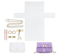 Zuxbolf 8 pezzi Canvas Plastica Borsa, Kit per Fare Borsa a Mano Gancio, Canvas Plastica per Borsa Kit da Fare Sé Meme all'Uncinetto 39,5 x 36 cm per DIY