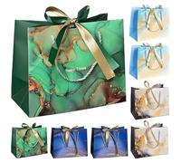 Zuxbolf 8 Pz Sacchetti Regalo di Carta con Fiocco e Maniglie,Buste Regalo Grandi Elegante con Manici per Donne, Ragazze, Damigella d'Onore, Compleanno (25 * 20 * 12.7cm)