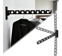 Zuxbolf Appendiabiti a Scomparsa Ripiegabile a 180 Gradi,Appendiabiti Pieghevole Stendino Muro con 8 Fori,Stendibiancheria a Muro Salvaspazio per Vestiti in Balconi, Bagni, Corridoi (Nero)