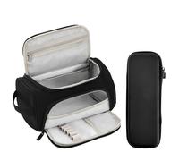 Zuxbolf Astuccio Penne in Tela con Scomparti e Cerniera,Astucci Portamatite Grande con 1 Pz Piccolo Astuccio Rigido per Penne per Ragazze, Ragazzi, Studenti, Bambini (Nero)