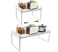 Zuxbolf Mensola Cucina Salvaspazio Espandibile 38-64cm,Scaffale Salvaspazio Cucina Allungabile,Porta Piatti e Stoviglie Allungabile,Scaffale da Appoggio in Metallo per Mobili, Mensola da Bagno