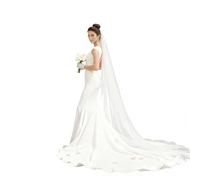 Zuxbolf Velo da Sposa a Uno Strato,Velo da Sposa Lungo e Bianco per Feste di Addio al Nubilato, Feste di Halloween (300 cm)