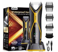 zuxify Regolatore per il corpo da uomo con lame di sicurezza e display a LED, rasoio ricaricabile per peli pubici da uomo, impermeabile con luce e dock di ricarica, toelettatore di precisione per aree