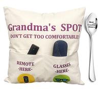 ZUYUROU Federa per cuscino con 2 tasche, 45,7 x 45,7 cm + cucchiaio inciso, regalo di compleanno, Natale, giorno del Ringraziamento, per nonna, mamma, Gigi, Nana, Mimi