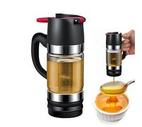 Zuzer Dosatore Miele Dispenser in Vetro,300ml Dispenser Miele,Porta Miele con Manico,Barattolo per Miele,Vasetti Miele con Premere Sul per Miele e Sciroppo