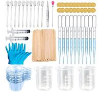 ZUZGO Kit Resina per Creazioni Silicone con Pipette Contagocce Misurino Graduato Siringa Bastoncini per Mescolare Pinzette Guanti (149Pcs)
