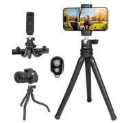 ZUZUXI Treppiede flessibile per telefoni e fotocamera, mini treppiede per telefono con telecomando e supporto per telefono per registrazione video, compatibile con iPhone GoPro Insta360 X5 DJI Osmo