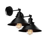 ZVALIEVYE 2 Confezioni Di Applique da Parete Nere, Applique da Parete Industriale, Lampada da Parete in Metnero, Apparecchio Di Illuminaziregolabile per Montaggio a Parete, Applique per Testiera E27 p