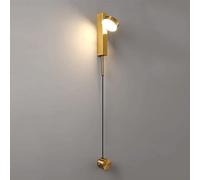 ZVALIEVYE Applique da Parete Creative con Filo Di Trazione,De da Parete Regolabili con Rotazidi 180°, Modernada da Parete a Led Lunga da Comodino,De da Parete in Acrilico Dimmerabili per Soggiorno/Oro
