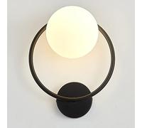 ZVALIEVYE Applique da Parete E27, Sempliceda da Parete per Interni Postmoderna, in Vetro, per Camera da Letto, Di Lusso, Rotonda, per Corridoio, Scale, Luci da Parete a Led Nordiche, Nero e Oro./Scuro