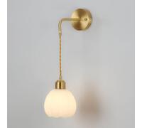 ZVALIEVYE Applique da Parete in Rame Applique da Parete Nordica Paralume in Vetro Bianco Tulipano Applique Cablate in Oro Lampada da Parete Sospesa Art Déco Luci da Parete per Soggiorno Lampade da Par