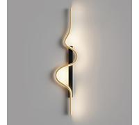 ZVALIEVYE Applique da Parete Lineare Moderna Nera + Oro Lampada da Parete a Led Lampada da Parete a Forma Di Onda Art Deco Montaggio a Parete Lampada da Parete in Metper Soggiorno Camera da Letto Corr