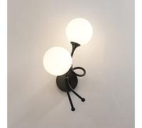 ZVALIEVYE Applique da Parete Moderna per Camera da Letto,Da da Parete Creativa in Ferro Battuto a Led per Soggiorno, Applique da Parete a Doppia Testa per Sfondo Di Lusso/Sinistra Nera