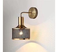 ZVALIEVYE Applique da Parete Retrò Industriale in Metallo, Lanterna Vintage, Base in Oro Spazzolato, E27,Da da Comodino, Faretto, Illuminazida Interni, Applique da Parete Cablata per Sala da Pranzo, C