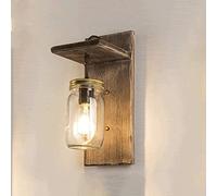 ZVALIEVYE Applique da Parete Vintage in Stile Nostalgico, in Vetro, con Illuminazidecorativa,Da da Parete in Legno, Lanterna per Camera da Letto, Comodino, Sala da Pranzo/Soggiorno, Corridoio, Balcone